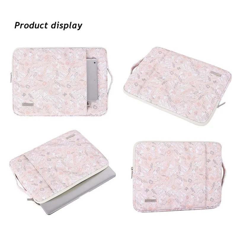 12 Inch Laptop Sleeve with Telescoping Handle - Light Pink