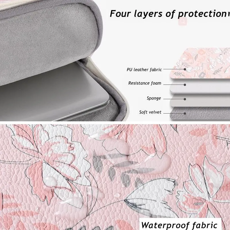 12 Inch Laptop Sleeve with Telescoping Handle - Light Pink