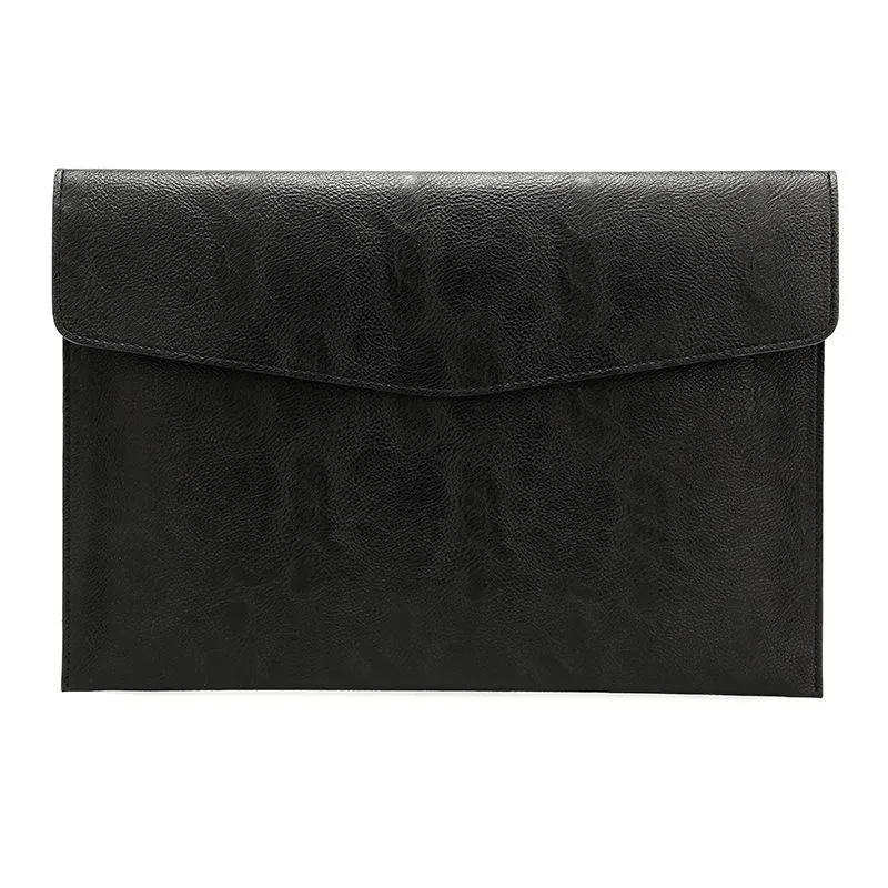 14 Litchi Pattern Pu Leather Laptop Sleeve - Black