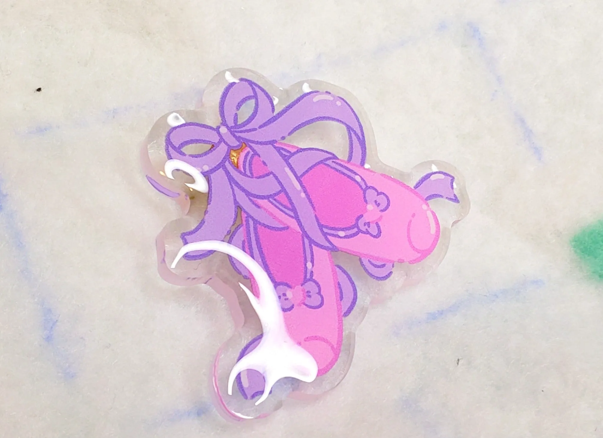 Ballet slipper 90's acrylic badge Miss Jediflip collab, fairy kei pin, 90's accessories, ballerina gift