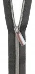 Black #5 Nylon Gunmetal Coil Zippers: 3 Yards With 9 Pulls - Sallie Tomato