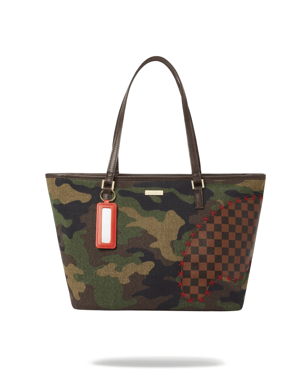 CAMO SHARK SHAPE CHECK TOTE