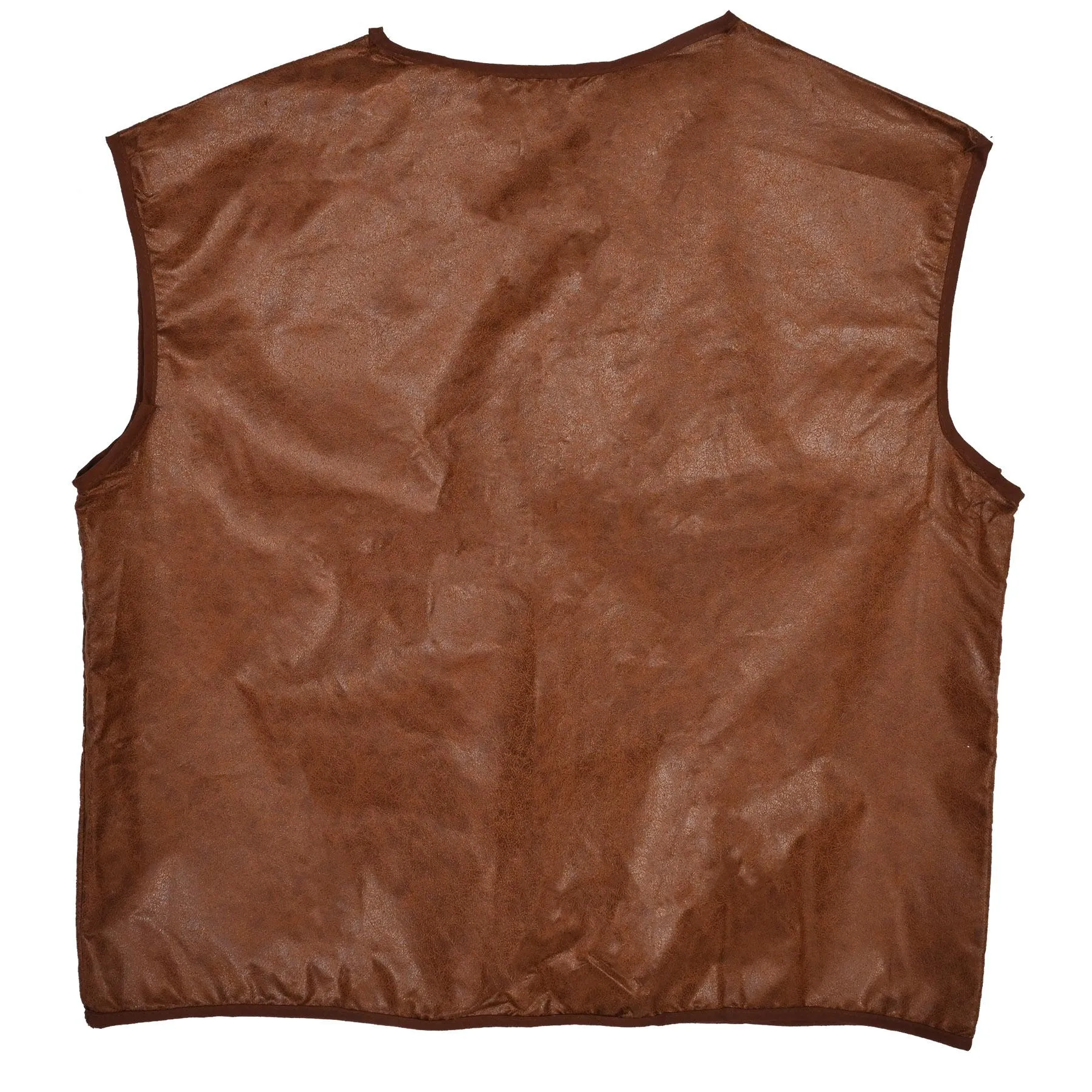 Faux Brown Leather Cowboy Vest with Fringe