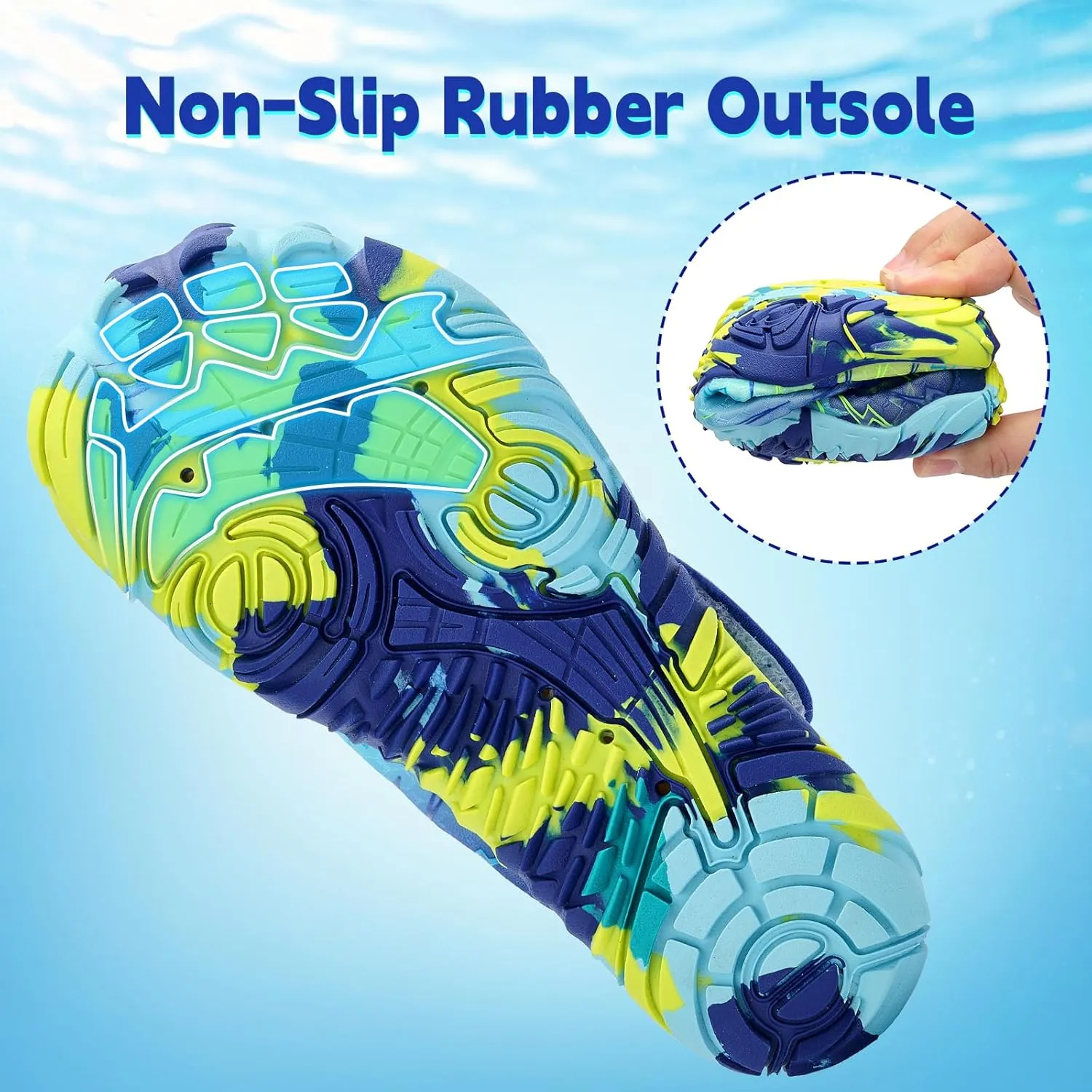 Kids Water Shoes Boys Girls - Wide Toe Box Quick Dry Barefoot Shoes Breathable Non Slip Aqua Athletic Sneakers for Swim Beach Pool Kayak Hiking Sand Walking Travel Essentials (Little Kid/Big Kid)