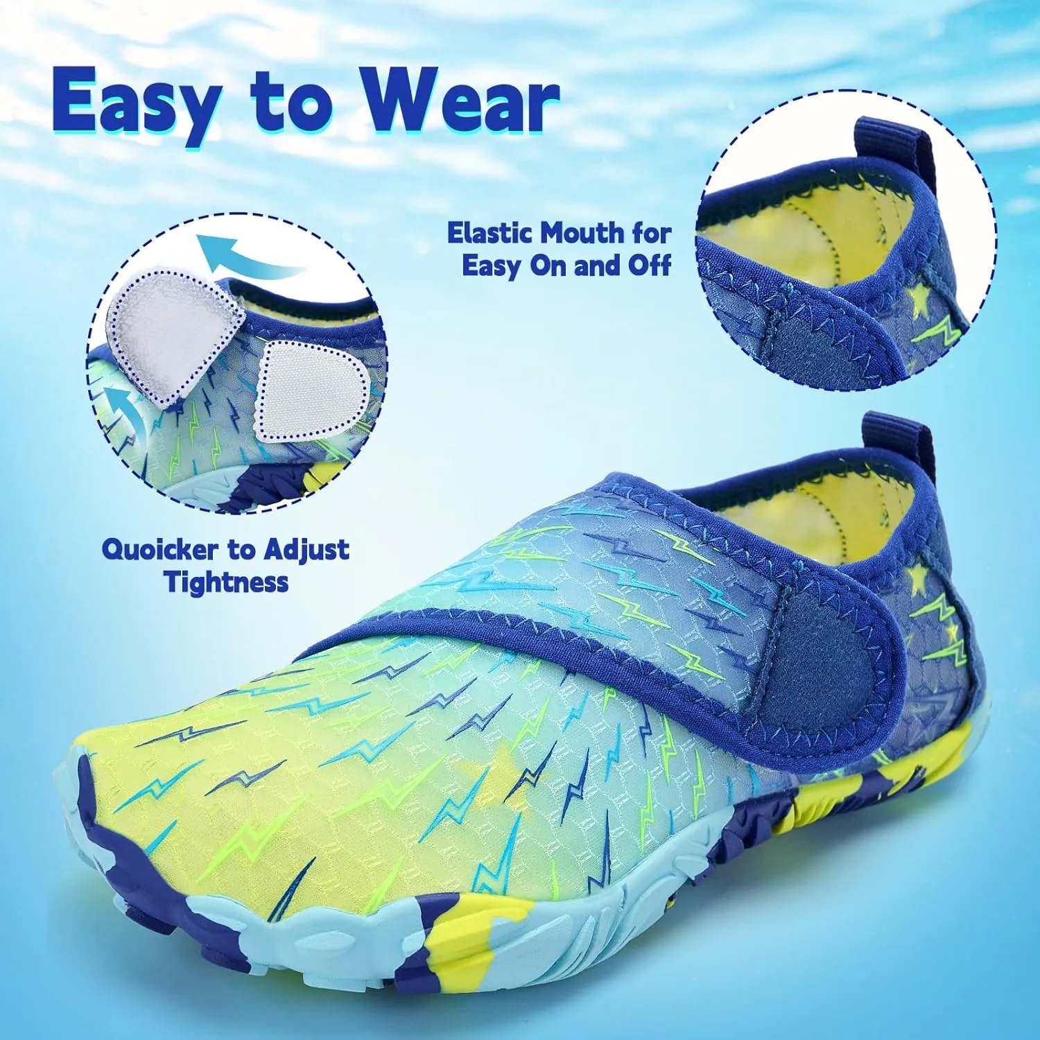 Kids Water Shoes Boys Girls - Wide Toe Box Quick Dry Barefoot Shoes Breathable Non Slip Aqua Athletic Sneakers for Swim Beach Pool Kayak Hiking Sand Walking Travel Essentials (Little Kid/Big Kid)