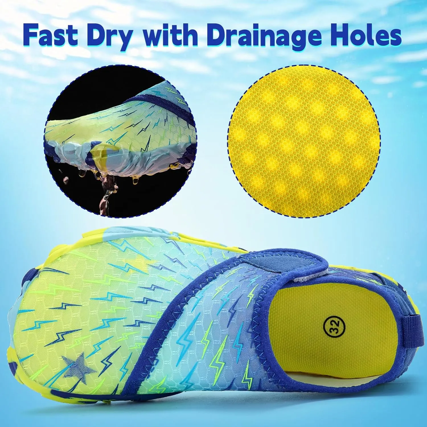 Kids Water Shoes Boys Girls - Wide Toe Box Quick Dry Barefoot Shoes Breathable Non Slip Aqua Athletic Sneakers for Swim Beach Pool Kayak Hiking Sand Walking Travel Essentials (Little Kid/Big Kid)