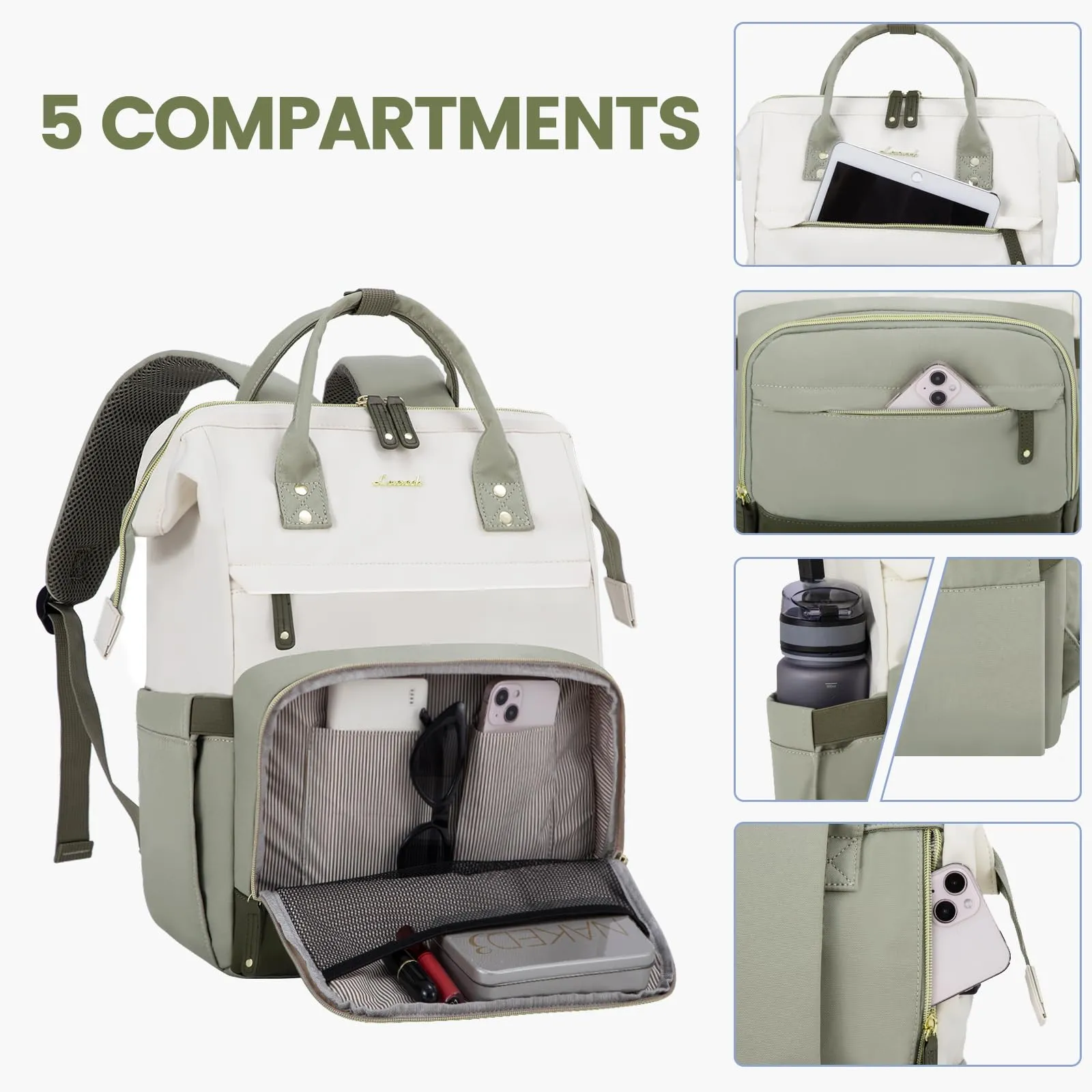 LOVEVOOK Laptop Backpack for Women, 15.6 Inch Work Business Backpacks Purse with USB Port, Large Capacity Nurse Bag College Bookbag for School, Waterproof Casual Daypack for Travel
