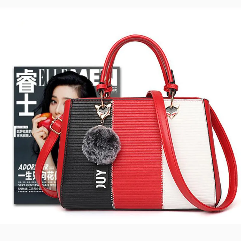 Marion  Patchwork-Handtasche mit Haarball-Details fr Damen