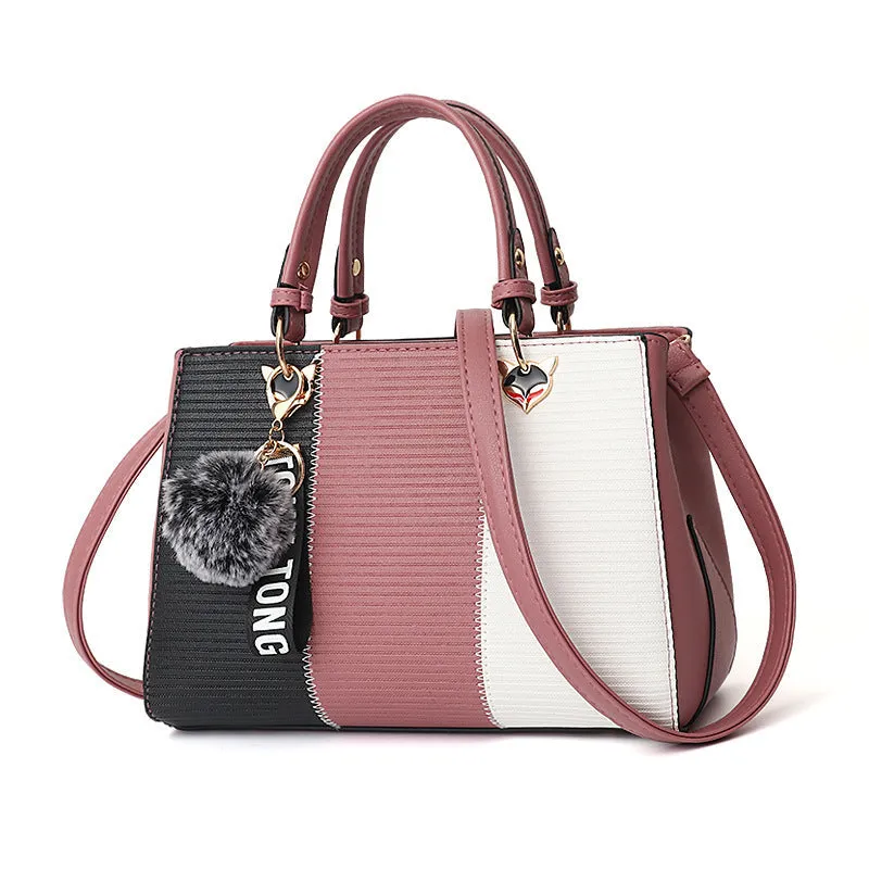 Marion  Patchwork-Handtasche mit Haarball-Details fr Damen