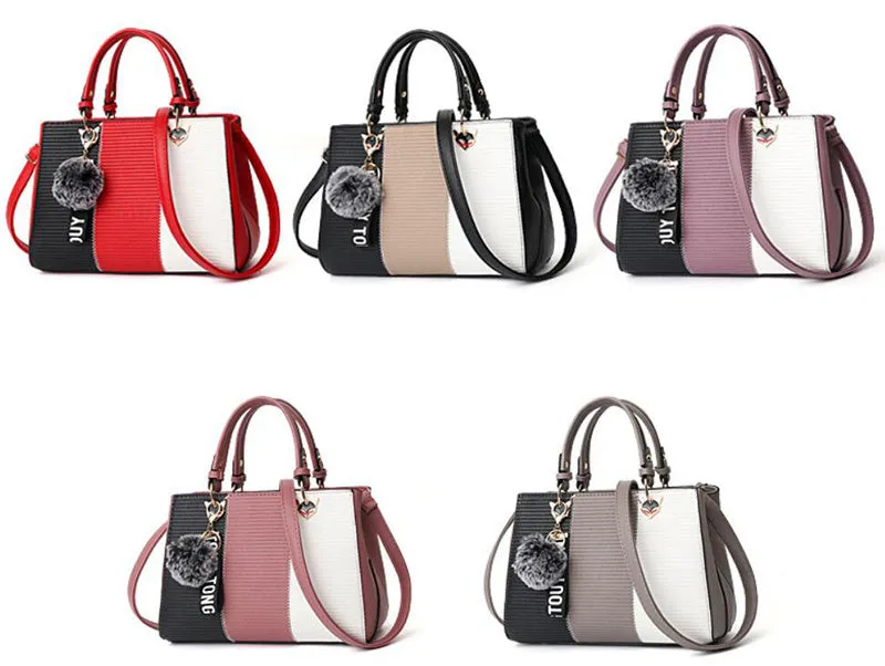 Marion  Patchwork-Handtasche mit Haarball-Details fr Damen