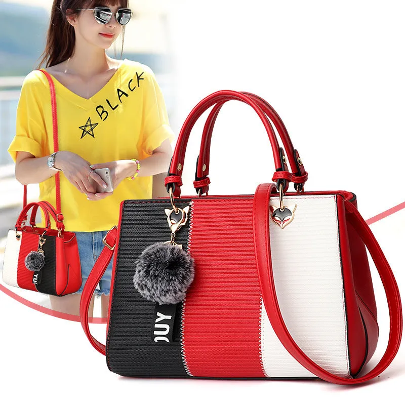 Marion  Patchwork-Handtasche mit Haarball-Details fr Damen