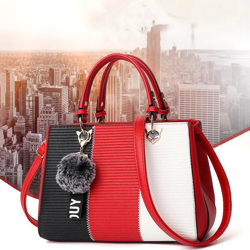 Marion  Patchwork-Handtasche mit Haarball-Details fr Damen