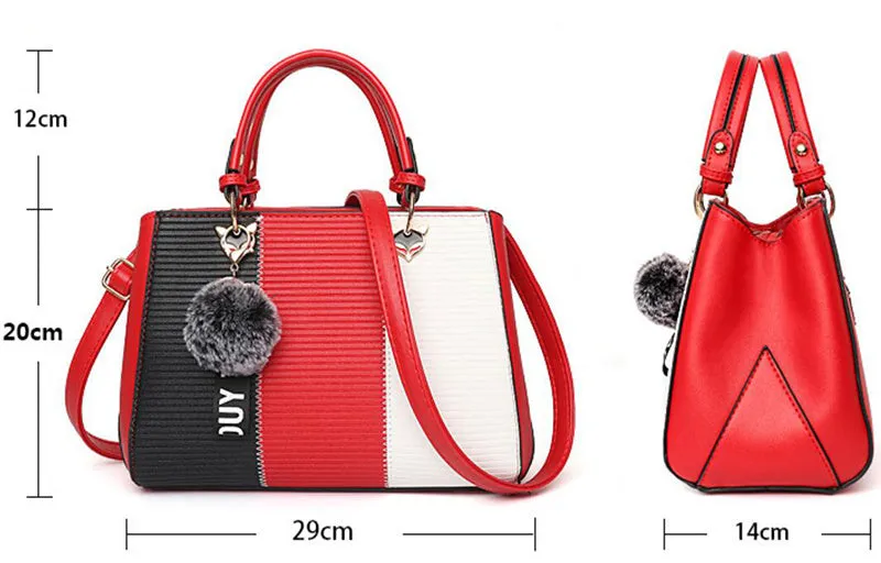Marion  Patchwork-Handtasche mit Haarball-Details fr Damen