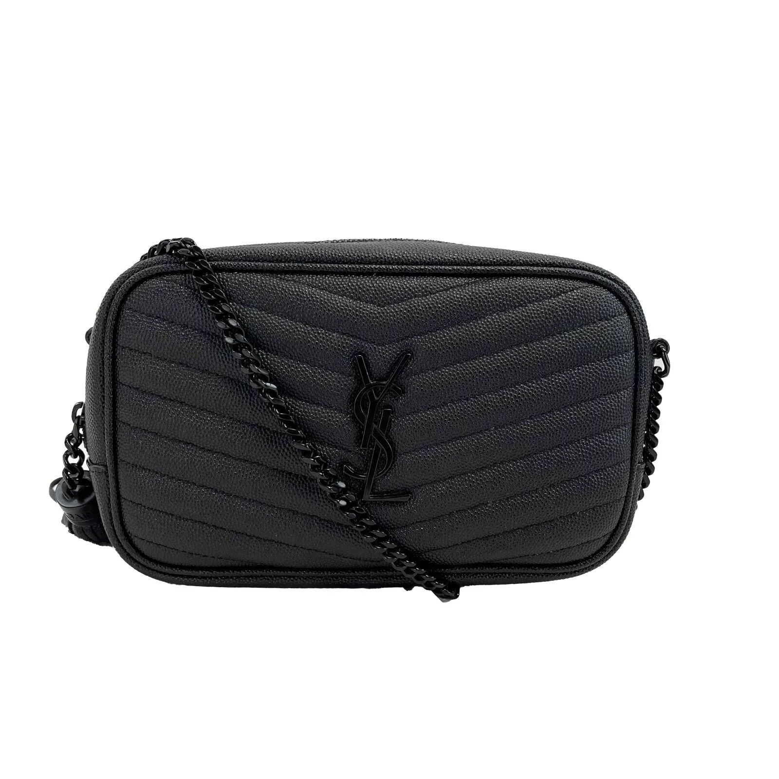 Saint Laurent Lou Mini bag in Quilted Grain De Poudre Embossed Leather Crossbody