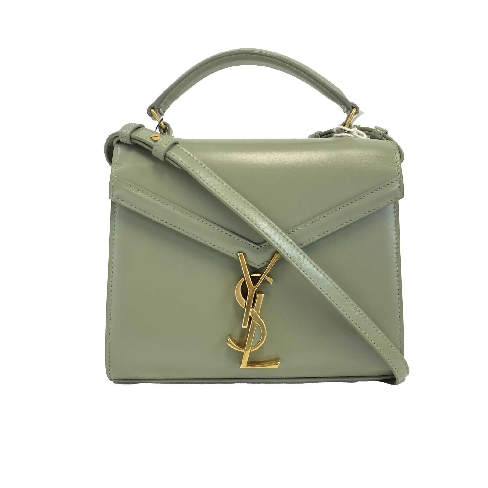 Saint Laurent - YSL - Cassandra Mini Top Handle in Box Leather - Light Sage