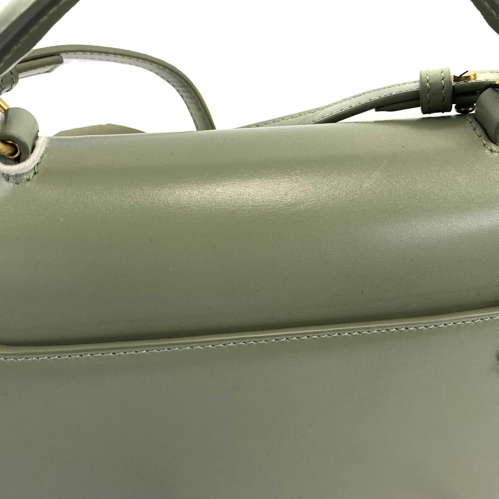 Saint Laurent - YSL - Cassandra Mini Top Handle in Box Leather - Light Sage