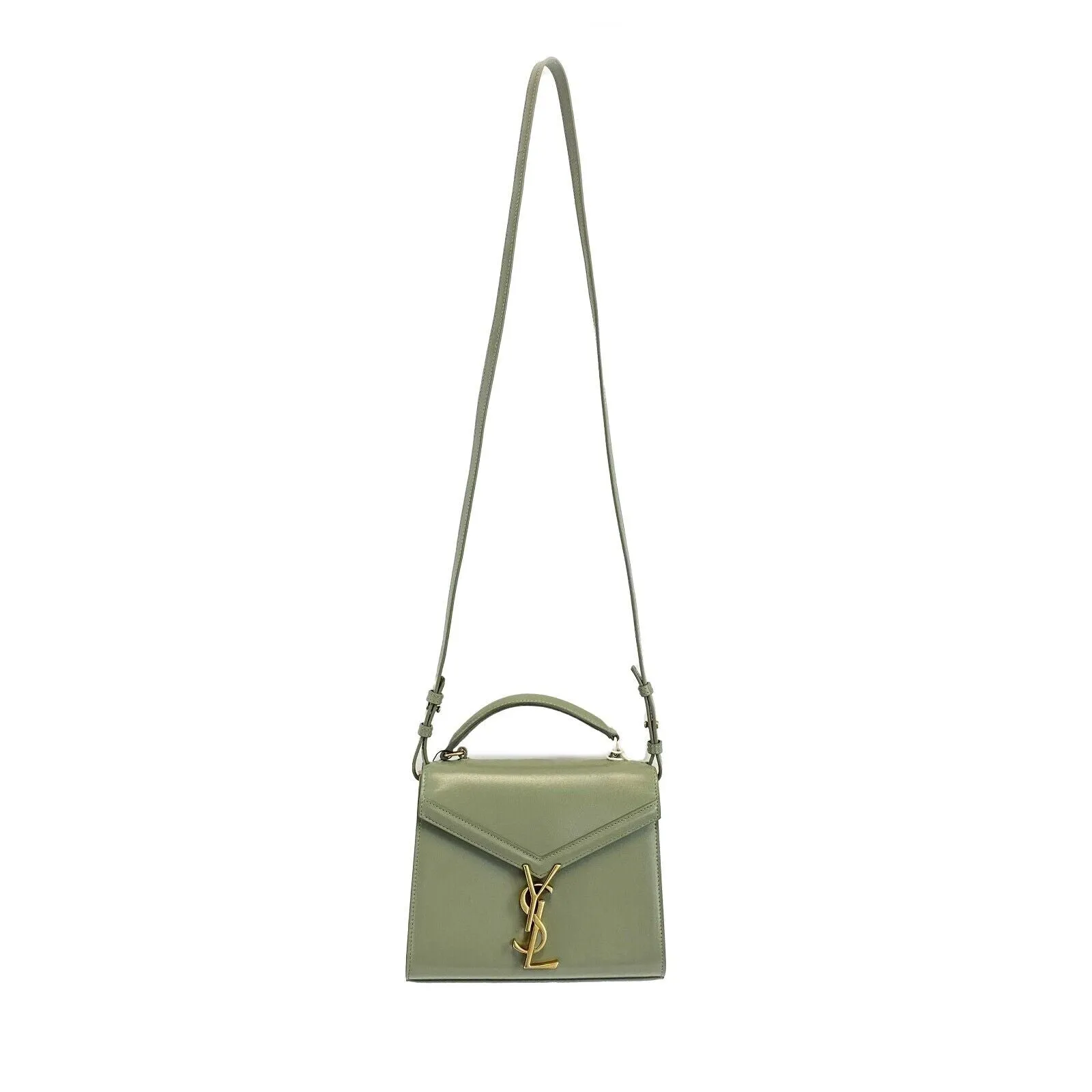 Saint Laurent - YSL - Cassandra Mini Top Handle in Box Leather - Light Sage