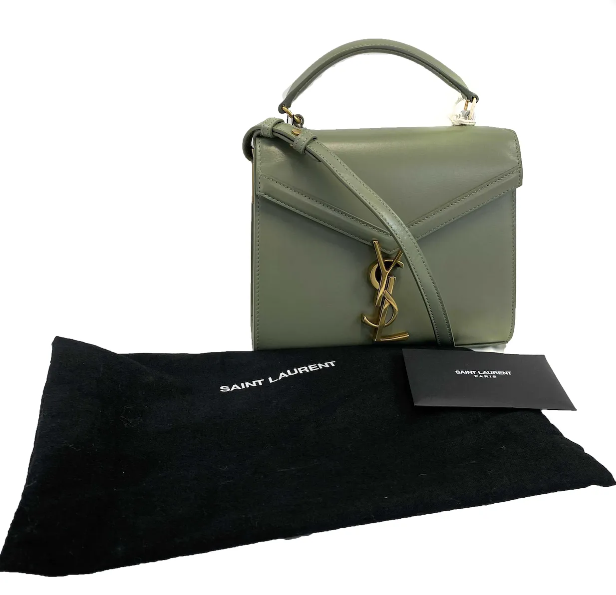 Saint Laurent - YSL - Cassandra Mini Top Handle in Box Leather - Light Sage