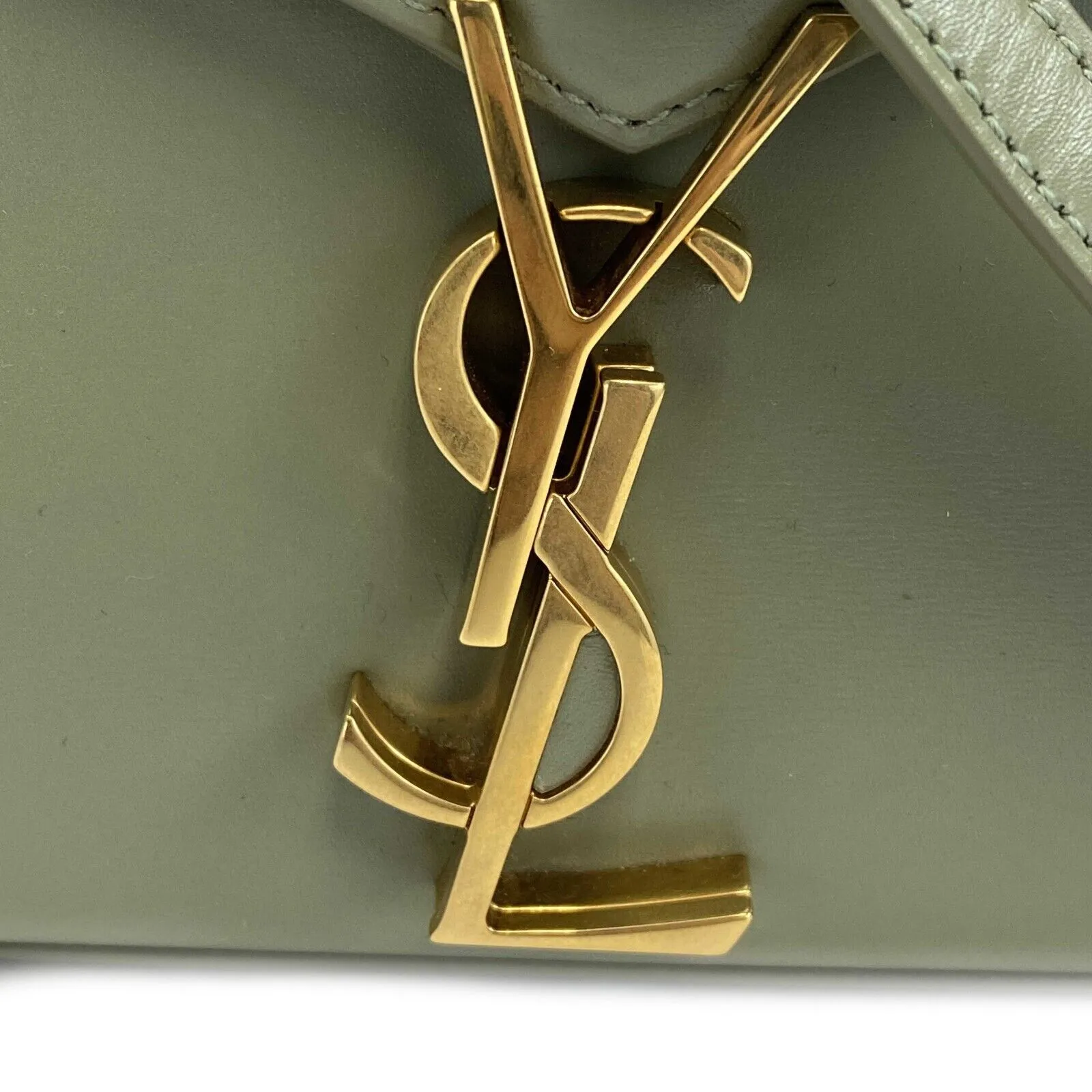 Saint Laurent - YSL - Cassandra Mini Top Handle in Box Leather - Light Sage