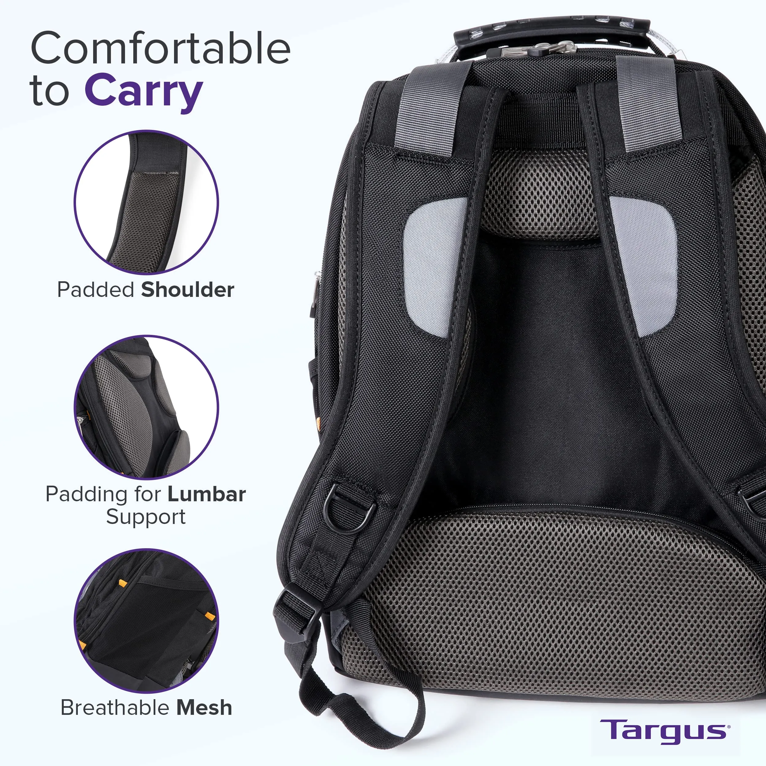 Targus Drifter II Laptop Backpack, Black/Gray  Backpack for Men for Business and Travel, Durable Water-Resistant Material, Fits up to 17" Laptops (TSB239US)