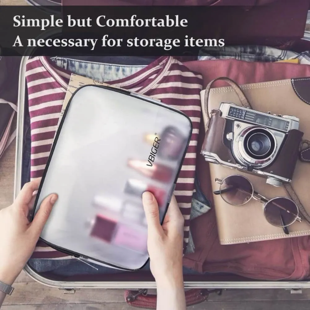 Vbiger TSA Approved Toiletry Bag Set Translucent Cosmetic Bag Packing Cube, Set of 3