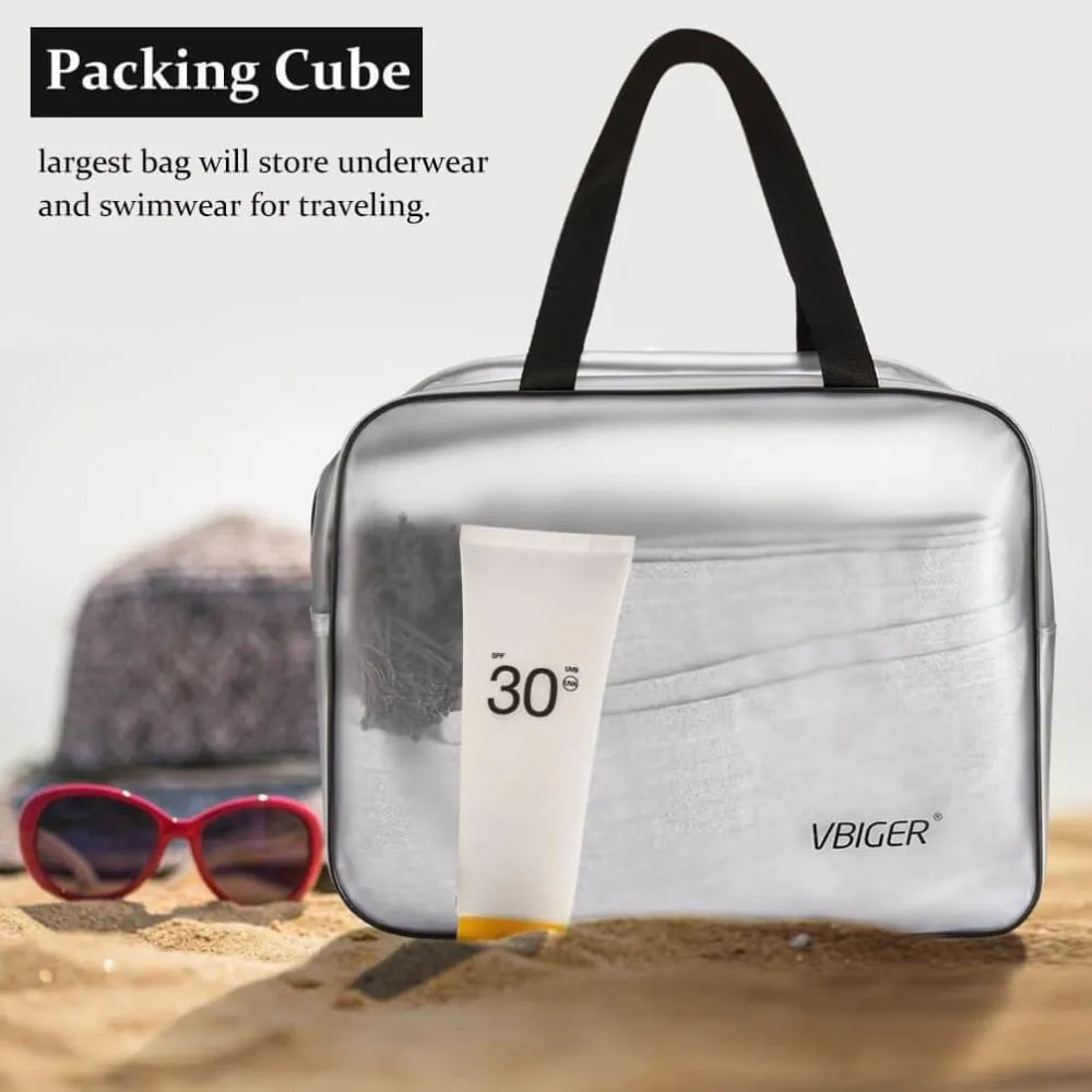 Vbiger TSA Approved Toiletry Bag Set Translucent Cosmetic Bag Packing Cube, Set of 3