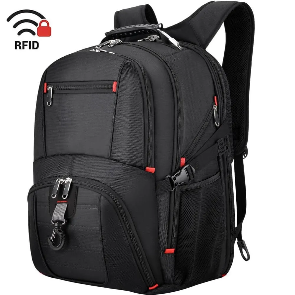 Vbiger Unisex Business Daypack with USB Charging Port and Earphone Hole, Fits 17.3'' Laptop