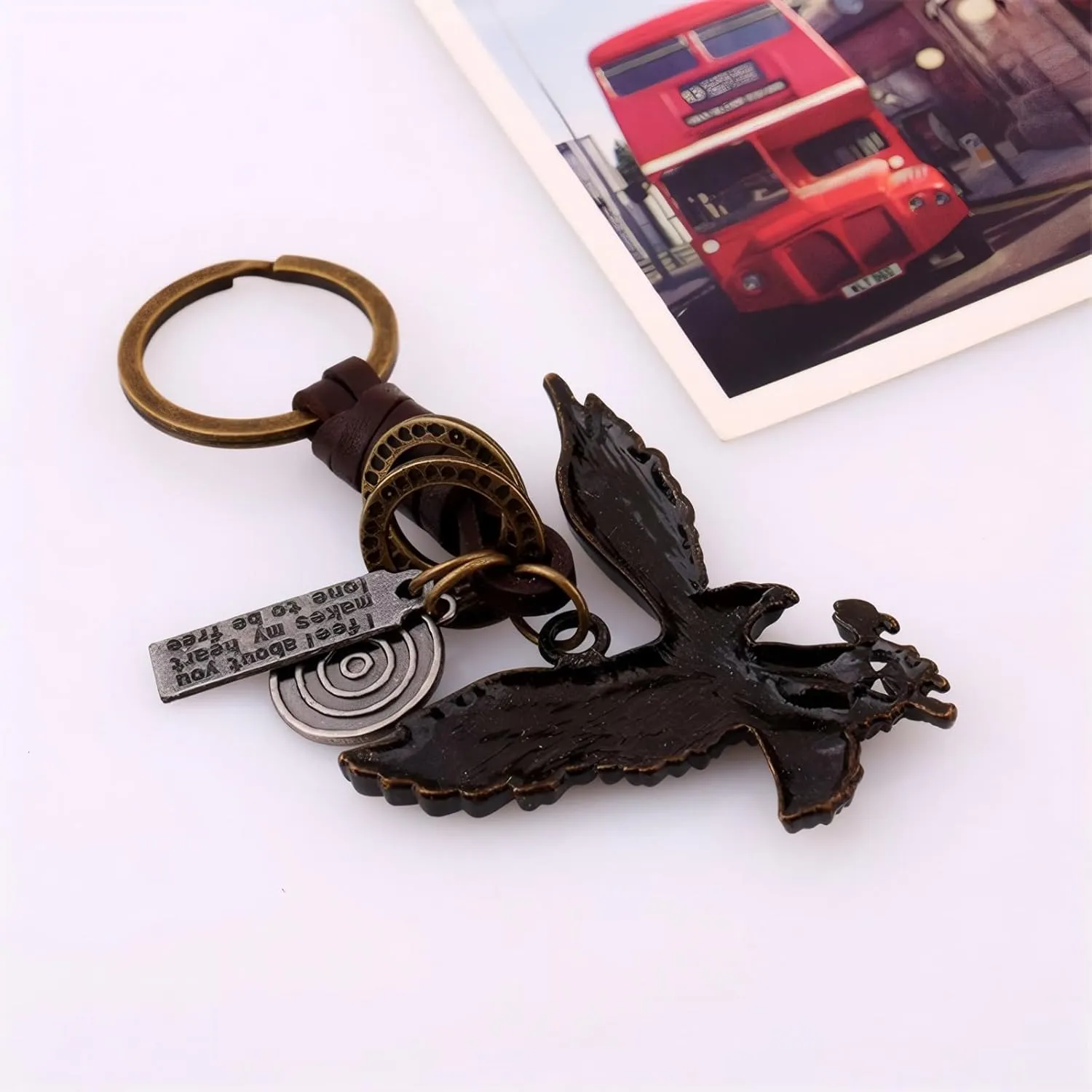 Vintage Keychain Metal Bag Charms Retro Robot Key chain Leather Hand Woven Keychain for Men Unique Keychains for Gift