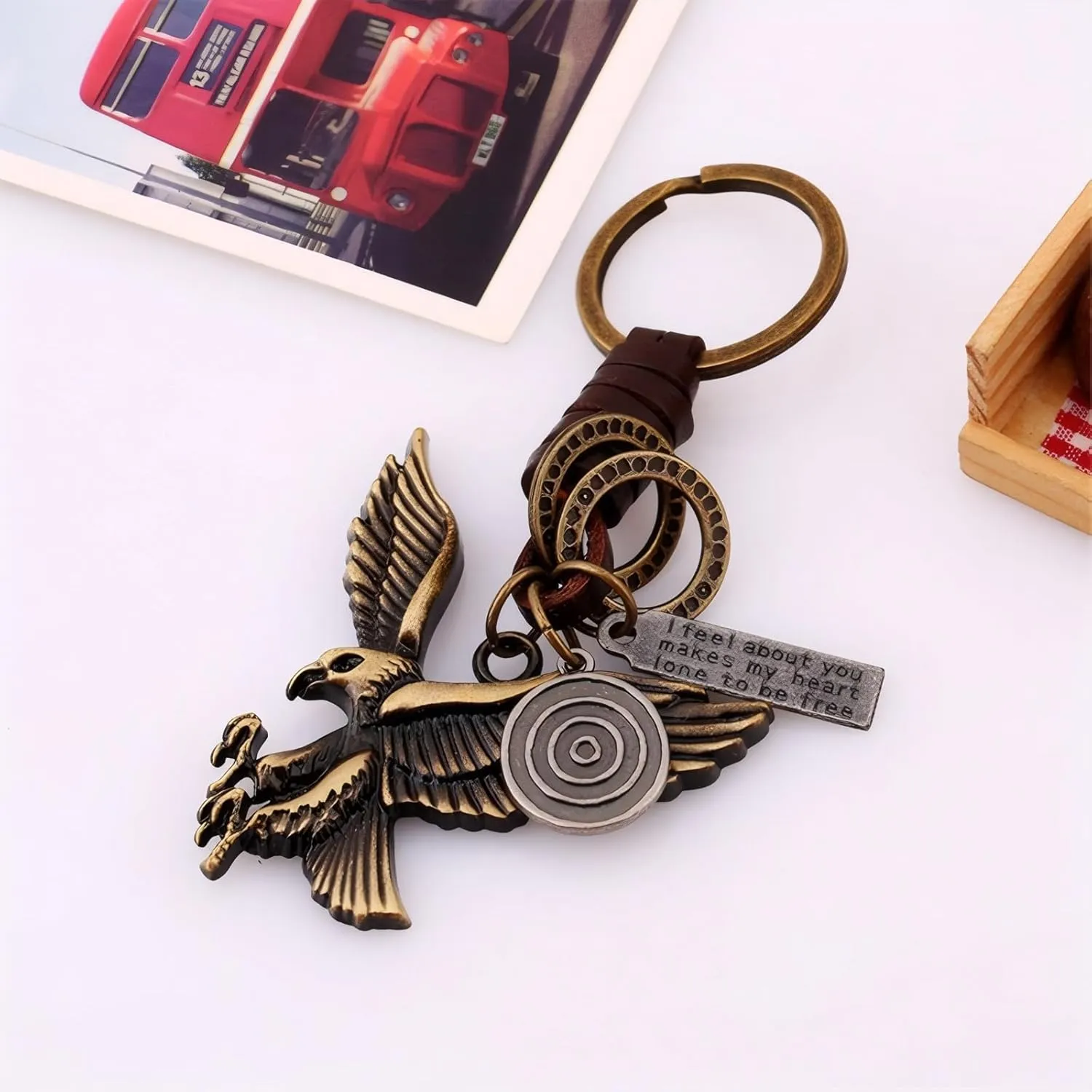 Vintage Keychain Metal Bag Charms Retro Robot Key chain Leather Hand Woven Keychain for Men Unique Keychains for Gift