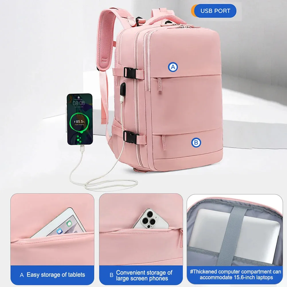 Women Travel Backpack Teenage girl USB charging Business Laptop Backpack With shoe bag 16.5 inch Waterproof School Backpack
